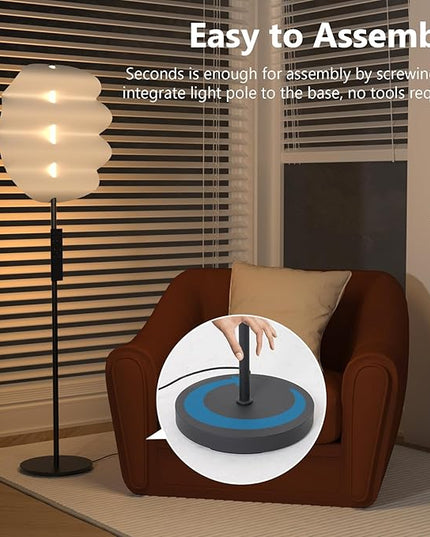 Modern Floor Lamp with Remote Control, 59" Floor Lamps for Living Room, Dimmable Colors Temperature & Brightness, Black Tall Standing Lamp for Living Room Bedroom - LeafyLoom