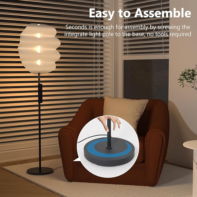 Modern Floor Lamp with Remote Control, 59" Floor Lamps for Living Room, Dimmable Colors Temperature & Brightness, Black Tall Standing Lamp for Living Room Bedroom - LeafyLoom
