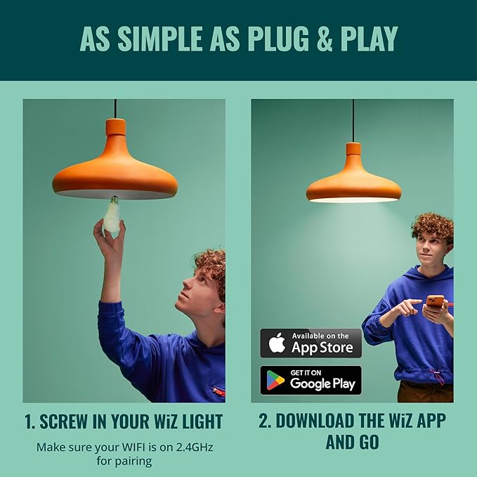 WiZ 65W BR30 Color LED Smart Bulb - Pack of 4 - E26- Indoor - Connects to Your Existing Wi-Fi - Control with Voice or App + Activate with Motion - Matter Compatible WiZConnectedLighting