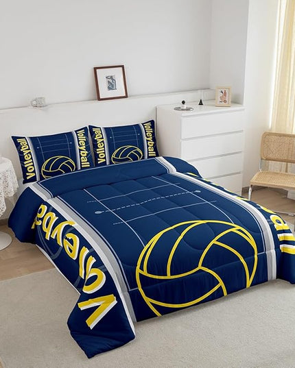 Feelyou Volleyball Bedding Set Twin Size Sports Game Comforter Set for Kids Boys Girls Decor Volleyball Player Comforter Microfiber Sports Gaming Duvet Set Bedroom Quilt Set - LeafyLoom