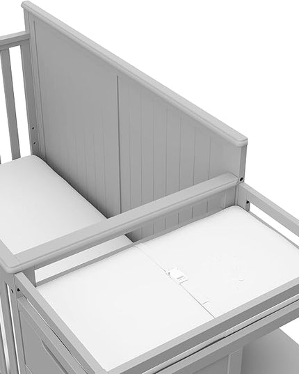 Graco Hadley 5-in-1 Convertible Crib and Changer with Drawer (Pebble Gray) – Crib and Changing-Table Combo with Drawer, Includes Changing Pad, Converts to Toddler Bed, Daybed and Full-Size Bed - LeafyLoom