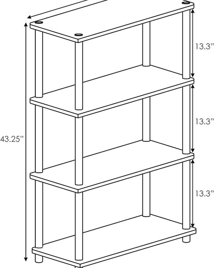 Furinno Turn-N-Tube 4-Tier Multipurpose Shelf Display Rack, Round Tubes, Columbia Walnut/Black - LeafyLoom
