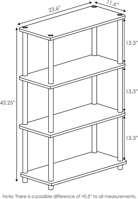 Furinno Turn-N-Tube 4-Tier Multipurpose Shelf Display Rack, Round Tubes, Columbia Walnut/Black - LeafyLoom