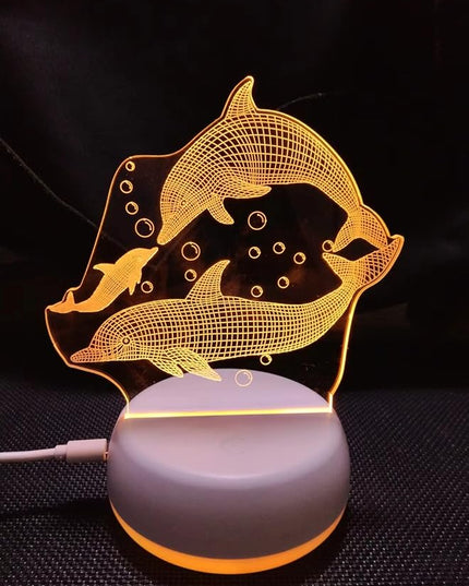 Dolphins LED Table Lamp USB Parent-Child Gifts Boy's Birthday - 7 Colors Changing Bedroom Decorative Night Light Parent's Gifts, Gifts for Families Friends - LeafyLoom