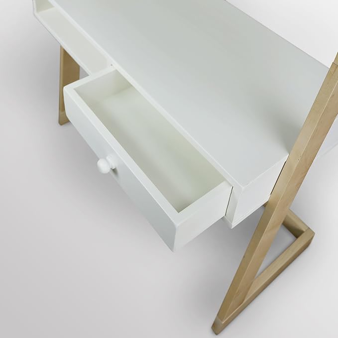 American Trails Freestanding Ladder Desk With Drawer, Natural Maple/White - LeafyLoom