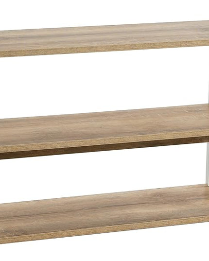 Household Essentials 3 Tier Wide Bookshelf, Coastal Oak Finish - LeafyLoom