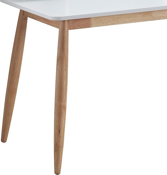 Roundhill Furniture Roskilde Storage Wood Office Desk, White - LeafyLoom