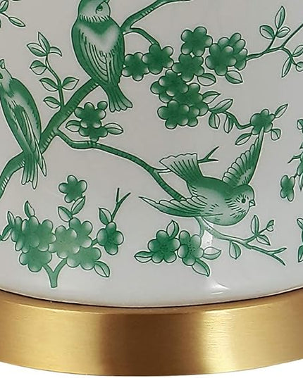 JONATHAN Y JYL3005B Penelope 22" Chinoiserie Classic LED Table Lamp Cottage Traditional Bedside Desk Nightstand for Bedroom Living Room Office College Bookcase LED Bulb Included, Green/White - LeafyLoom