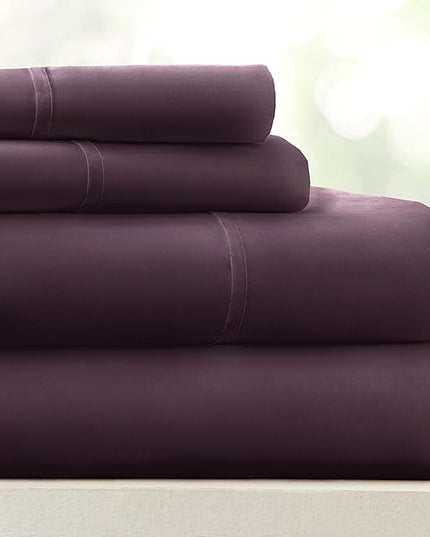 Linen Market Bed Sheets for Twin Size Bed (Purple) - Sleep Better Than Ever with These Soft and Cooling Twin Sheets - Deep Pocket Fits 16" Thick Beds - 3 Piece Twin Sheet Set - LeafyLoom