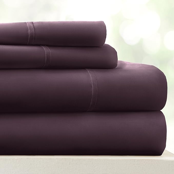 Linen Market Bed Sheets for Twin Size Bed (Purple) - Sleep Better Than Ever with These Soft and Cooling Twin Sheets - Deep Pocket Fits 16" Thick Beds - 3 Piece Twin Sheet Set - LeafyLoom