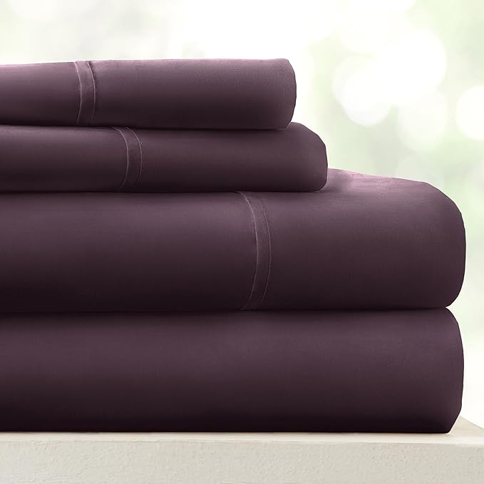 Linen Market Bed Sheets for Queen Size Bed (Purple) - Sleep Better Than Ever with These Soft and Cooling Queen Sheets - Deep Pocket Fits 16" Thick Beds - 4 Piece Queen Sheet Set - LeafyLoom