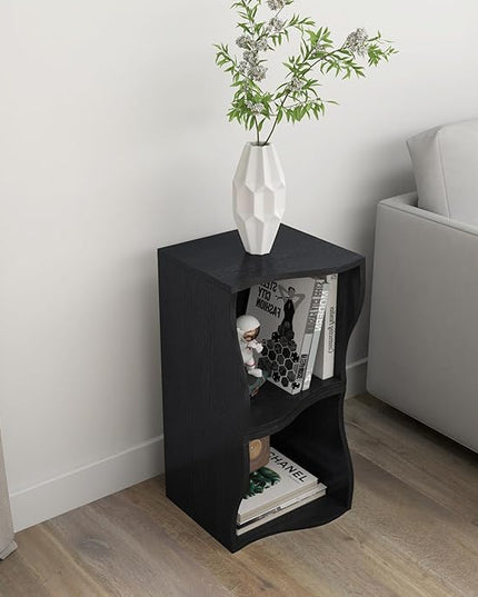 ECYIL Double Layered Independent Storage Rack, Full Circular Color Blocking Bookshelf, Suitable for Home, Office, Living Room, etc (black1) - LeafyLoom