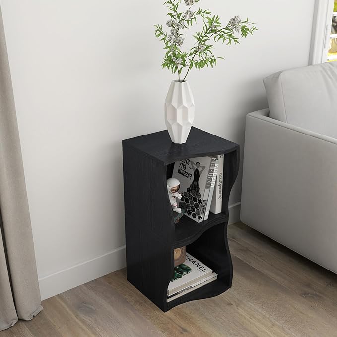 ECYIL Double Layered Independent Storage Rack, Full Circular Color Blocking Bookshelf, Suitable for Home, Office, Living Room, etc (black1) - LeafyLoom