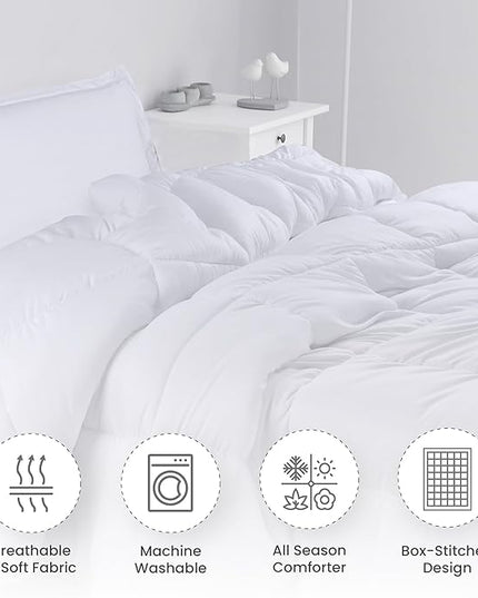 Utopia Bedding Twin Comforter Set Kids with 1 Pillow Sham, Bedding Comforter Sets, Down Alternative White Comforter, Soft and Comfortable, Machine Washable - LeafyLoom