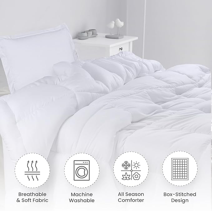 Utopia Bedding Twin Comforter Set Kids with 1 Pillow Sham, Bedding Comforter Sets, Down Alternative White Comforter, Soft and Comfortable, Machine Washable - LeafyLoom