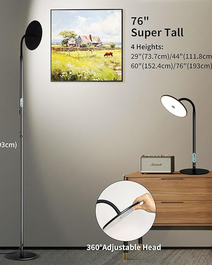 chiphy Floor Lamp, 76'' Tall Lamp, 40W 3500LM 30000Lux Super Bright Floor Lamp, Dimmable Brightness, with Smart Plug, for Living Room Bedroom Office - LeafyLoom