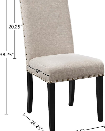 New Classic Furniture Crispin Dining Chair (Set of Four), 100% Polyester Natural Beige Fabric with Espresso Legs - LeafyLoom