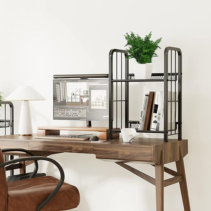 Bookshelf Storage Shelf Bookcase Freestanding Storage Stand for Living Room, Bedroom, Kitchen, Rust Resistance, Easy Assembly Free Combination Multi-Functional Organizer (2 Tiers, Black) - LeafyLoom