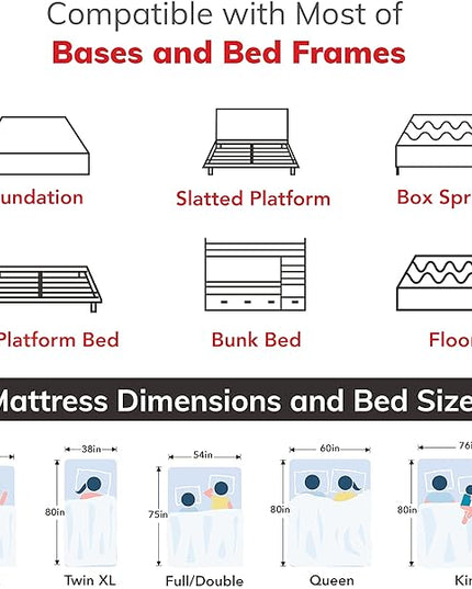 EGOHOME 12 Inch Twin XL Mattress, Gel Cooling Memory Foam Mattress for Back Pain Relief, Manchester United Mattress Bed in a Box, Made in USA, CertiPUR-US Certified, 38”x80”x12” White - LeafyLoom