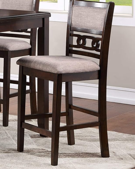 New Classic Furniture Gia Counter Chairs, Set of 2, Cherry Brown - LeafyLoom