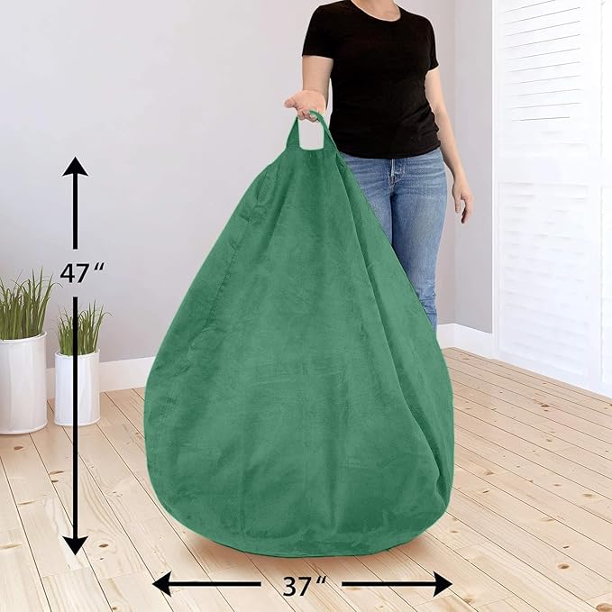 Bean Bag Stuffed Animal Storage Or Cover | No Filler | Extra Large | for Adults Or Kids | Double Stitched | Durable Zipper | Premium Microsuede - LeafyLoom