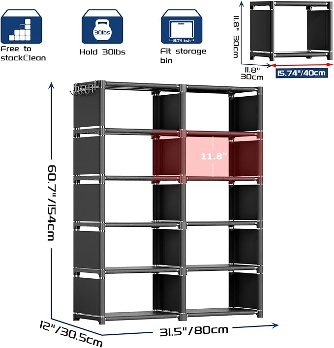 Mavivegue Bookshelf,10 Cube Storage Organizer,Book Shelf Organizer,Tall Bookcase Shelf,Book Cases/Shelves,Black Cube Shelf,Cubbies Closet Storage Organizer Shelves for Bedroom,Living Room,Home,Office - LeafyLoom