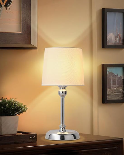 Cordless LED Table Lamp, 6000mAh Rechargeable Bedside Night Lamp for Bedroom, Portable Touch Stepless Dimmable Battery Operated Lamp, Ambient Light for Patio Restaurant(Chrome S) - LeafyLoom