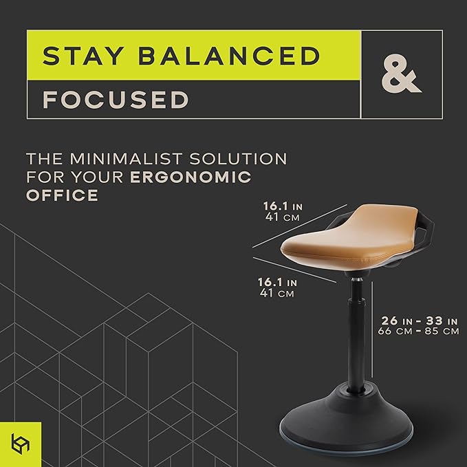 bonVIVO Standing Desk Chair - Ergonomic Chair for Tall Office Desks w/Back Support and Handles for Posture and Balance - Work from Home High Stool - Light Grey - LeafyLoom