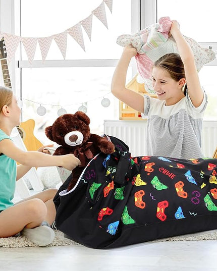 2 Pcs Stuffed Animal Storage Bean Bag Chair Stuffed Animal Bean Bag Storage Large Beanbag Covers Stuff Animal Organizer Bean Bag Couch for Kids Adults Plush Toys Pillows, Cover Only (Gamer) - LeafyLoom