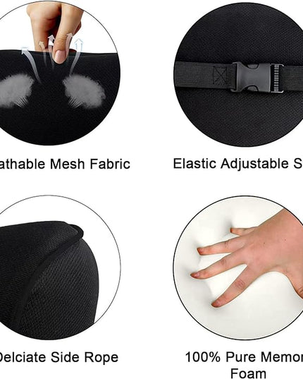 2 Pack Car Neck Pillow, Softness Car Headrest Pillow for Driving with Adjustable Strap, 100% Memory Foam and Breathable Removable Cover, Comfortable Ergonomic Design (Black Side Rope) - LeafyLoom