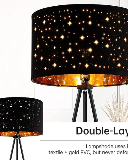 BoostArea Floor Lamp, Tripod Floor Lamp, 8W LED Bulb, Decorative Lamp Shade, Mid Century Standing Lamp for Living Room, Bedroom, Study Room and Office - LeafyLoom