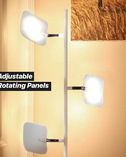 Brightech Tree Floor Lamp for Living Rooms & Offices, Dimmable Standing Lamp for Bedroom Reading, LED Spotlight Floor Lamp, Tall Lamp with Adjustable Panels for Minimal Space Use - White - LeafyLoom