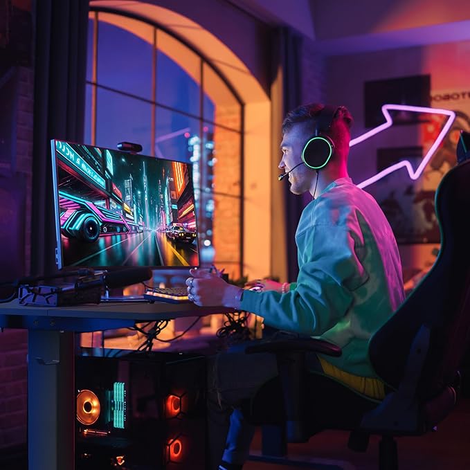 60 * 24 Inches Electric Standing Desk, Adjustable Height Sit Stand Up Desk with 3 Memory Presets, Motorized Home Office Computer Gaming Workstation Desk, Classical Black - LeafyLoom