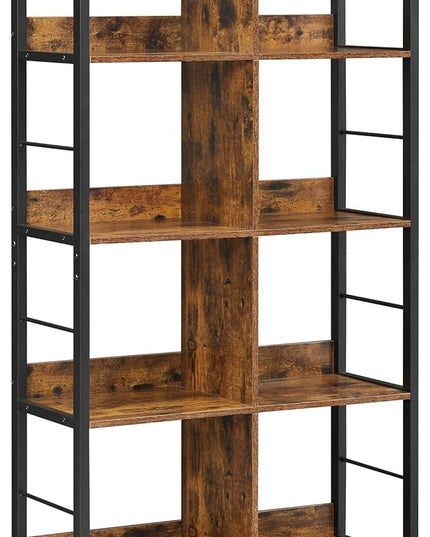 VASAGLE Industrial 8-Compartment Bookshelf, 4-Tier Bookcase with 8 Open Slots, Display Storage Rack, for Office, Living Room, Bedroom, 31.5 x 13 x 58.7 Inches, Rustic Brown and Black ULLS105B01 - LeafyLoom