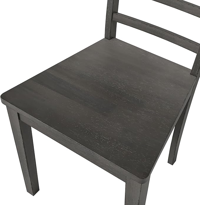 Merax Wood Breakfast Nook Extendable Dining Table Set with 4 Ladder Back Chairs for Small Places, 5-Piece Square Drop Leaf, Gray - LeafyLoom
