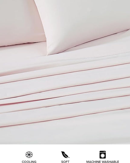 UGG 11796 Alahna Twin Bed Sheets and Pillowcases 3-Piece Set Sleep in Luxury Machine Washable Deep Pockets Wrinkle-Resistant Breathable Cozy Comfort Silky Cooling Sheets, Twin, Shell - LeafyLoom