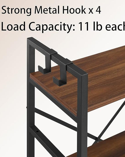 3 Tier Bookshelf, Bookcase Shelf Storage Organizer, Modern Book Shelf for Bedroom, Living Room and Home Office, Wood & Metal (Rustic Walnut) - LeafyLoom