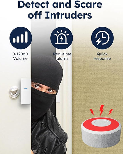 WiFi Door Alarm System, Wireless DIY Smart Home Security System, with Phone APP Alert, 8 Pieces-Kit (Alarm Siren, Door Window Sensor, Remote), Work with Alexa, for House, Apartment, by tolviviov tolviviovDirect