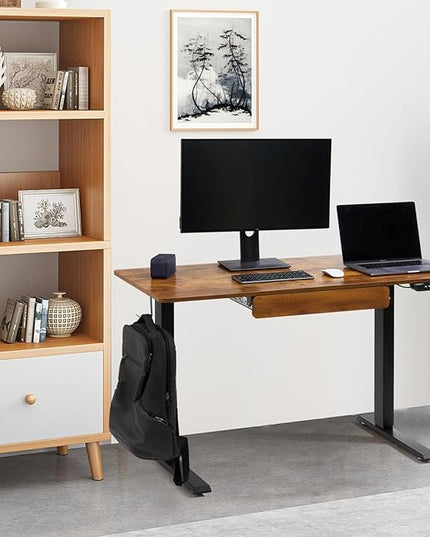 VEVOR Height Adjustable Desk, 47.2 x 23.6 in with Drawer, 3-Key Modes Electric Standing Desk,Whole Piece Desk Board, Dual Metal Frame, 180 LBS Capacity Computer Sit Stand up Desk, for Home and Office - LeafyLoom