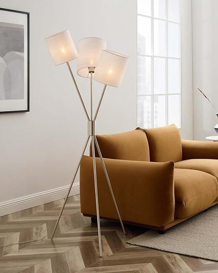 Modway Alexa 3-Light Floor Lamp in Silver - LeafyLoom
