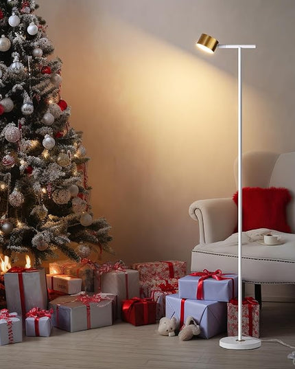 Floor Lamp for bedroom, 3 Color Temperatures Floor Reading Lamp with Flexible Lamp Cap, Modern Bedroom Floor Lamps for Living Room, Simple Design Standing Lamp for Office Working Study, White - LeafyLoom