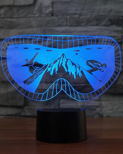 3D Ski Goggles Night Light Remote Control Touch Switch 16 Color Change LED Table Desk Lamp Acrylic Flat ABS Base USB Home Decoration Toy Brithday Xmas Kid Children Gift - LeafyLoom