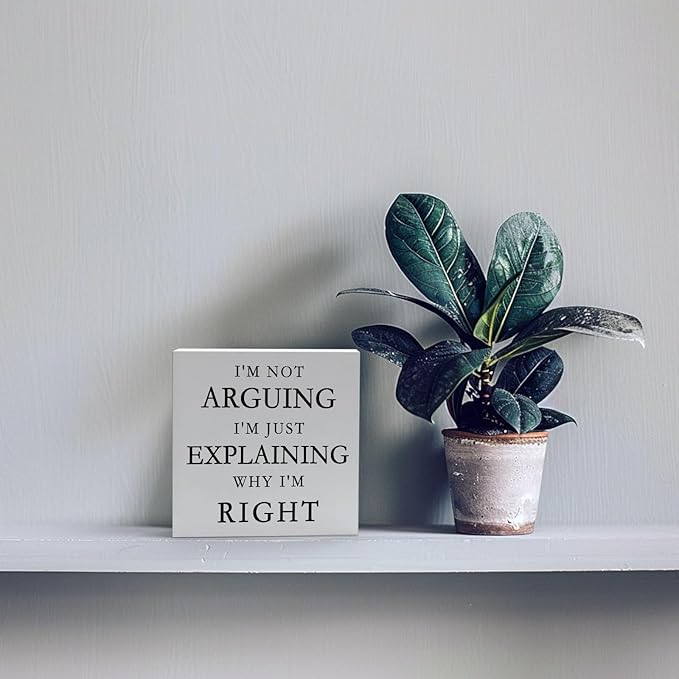Funny Signs Office Decorations Funny Desk Decor Office Cubicle Decor I'm Not Arguing I'm Just Explaining Why I'm Right Wood Signs Home Decor Gifts Cool Office Decor Funny Office Gifts (5x5inch) - LeafyLoom