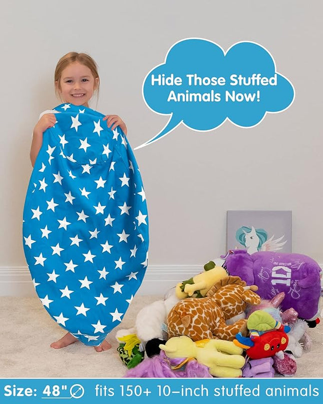 Aubliss Stuffed Animal Bean Bag Storage Chair (Blue Star, X-Large (48'')) - LeafyLoom