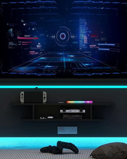 Floating TV Stand, Wall Mounted Entertainment Center and Cabinet Shelf, TV Console with Storage, Media Console for DVD Player, Space-Saving Under TV Shelf for Bedroom, Living Room (Black) - LeafyLoom