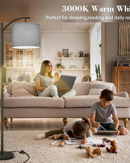 PESRAE Floor Lamp for Living Room, 9W Stepless Dimmable 3000-6000K LED Bulb Included, Standing Lamp with Remote Control, Tall lamp with Adjustable Linen Lampshade for Office… - LeafyLoom