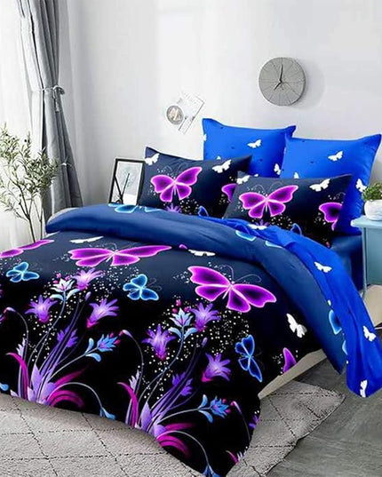 WINLIFE Butterfly Comforter Set Queen Size, 3Pcs Pink Purple Blue Black Animals Butterflies Floral Bedding Set for Girls Women, Soft Bed Set All Season Lightweight Down Alternative - LeafyLoom