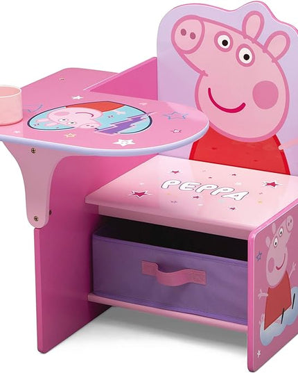 Delta Children Chair Desk with Storage Bin - Ideal for Arts & Crafts, Snack Time, Homeschooling, Homework & More, Peppa Pig - LeafyLoom