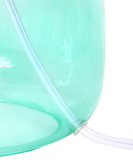 Simple Designs LT2064-AOW Aqua Glass Table Lamp with White Fabric Shade - LeafyLoom