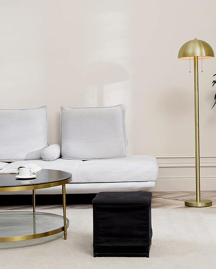 Globe Electric 65786 Haydel 60" 2-Light Floor Lamp, Matte Brass, Double On/Off Pull Chain, Bulb Not Included - LeafyLoom